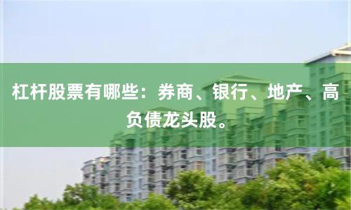 杠杆股票有哪些：券商、银行、地产、高负债龙头股。